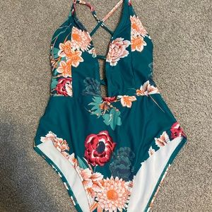 Zaful one piece floral swimsuit size small